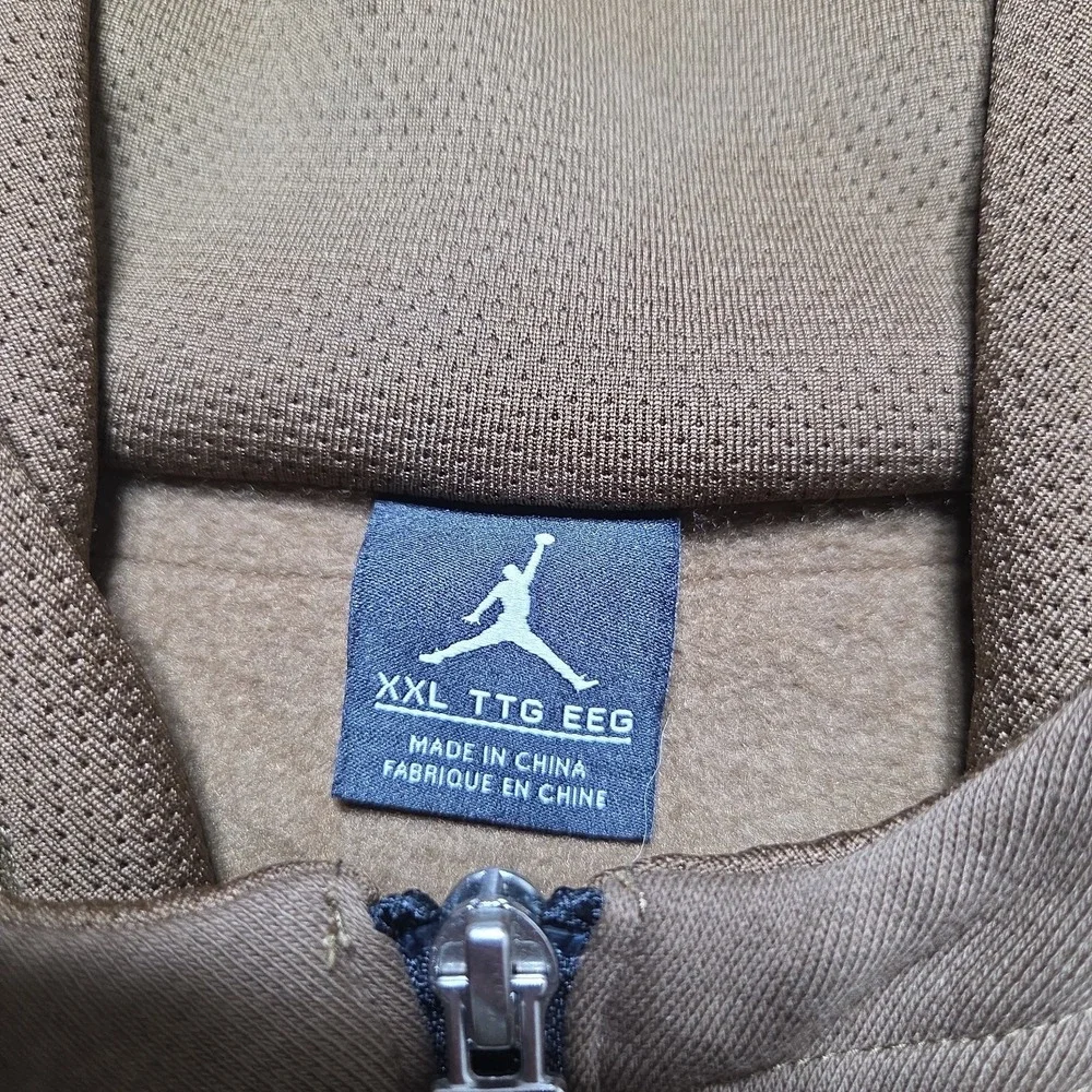 Y2K Nike Jordan Flight Hoodie Zip Up Mens 2XL Brown Embroidered Logo